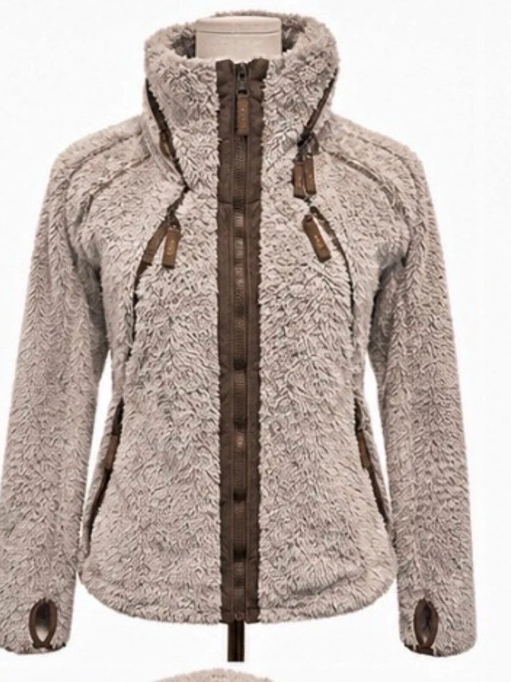 KÜHL Flight Jacket Women’s Large Gray Fleece Stowaway Hood